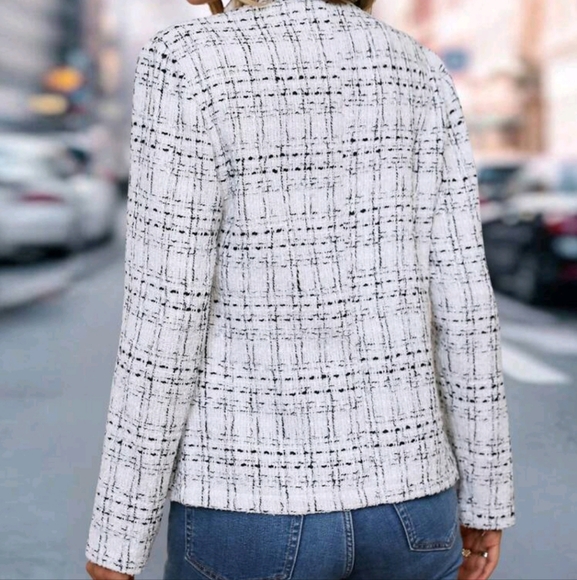 Autumn Professional Front Open Waist Lapel Boucle Blazer, Business Wear - Picture 3 of 4